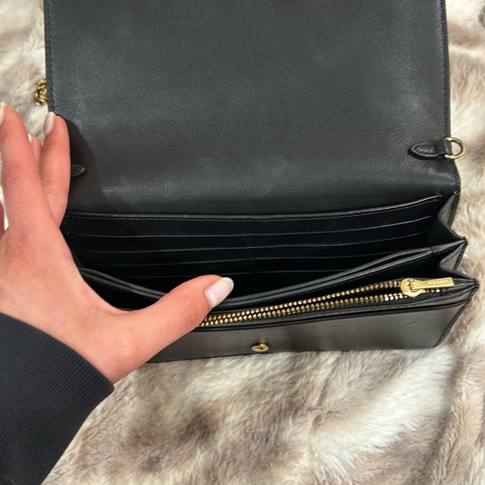 Coach Callie Foldover Chain Clutch with Leopard Print - Picture 6 of 9